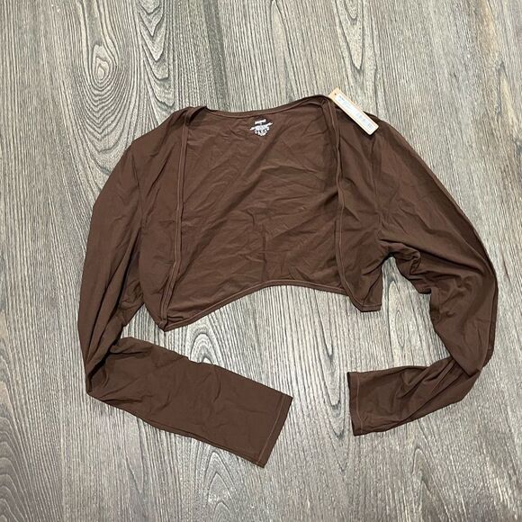 SKIMS Sweaters - NWT Skims Fits Everybody Shrug Bolero Top Open Front Fitted Stretch Cocoa 4X
